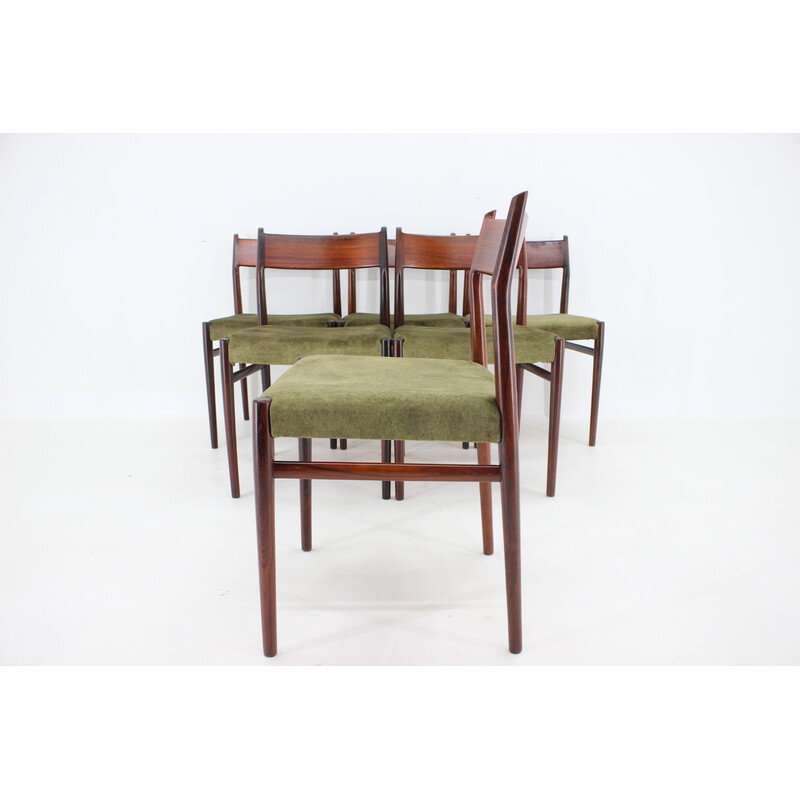 Conjunto de 6 cadeiras de pau-rosa vintage modelo 418 de Arne Vodder, Dinamarca Anos 60