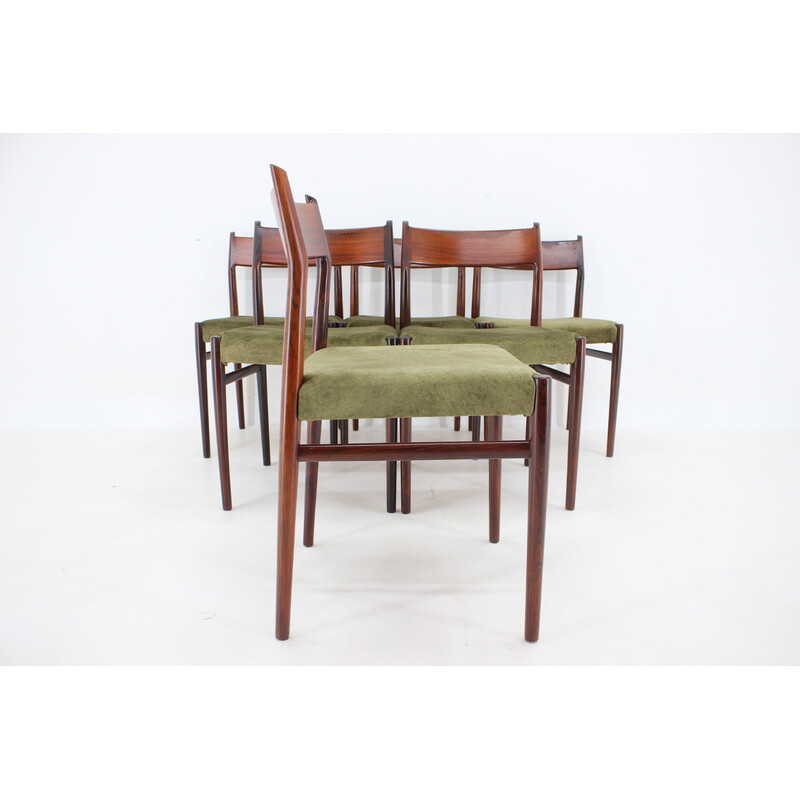 Conjunto de 6 cadeiras de pau-rosa vintage modelo 418 de Arne Vodder, Dinamarca Anos 60