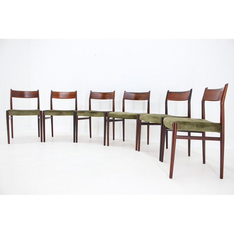Set van 6 vintage model 418 rozenhouten stoelen van Arne Vodder, Denemarken 1960