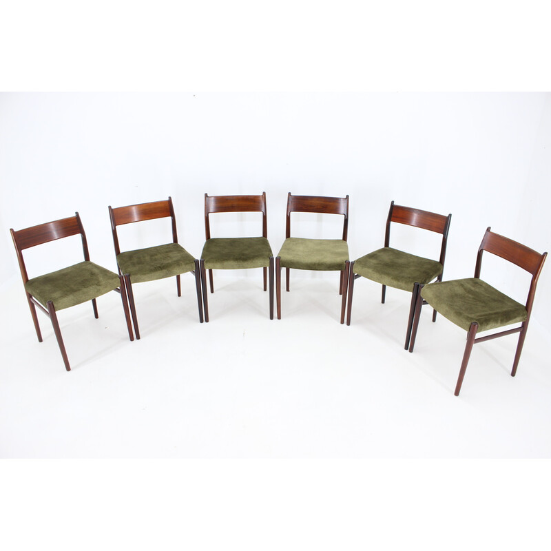 Set van 6 vintage model 418 rozenhouten stoelen van Arne Vodder, Denemarken 1960