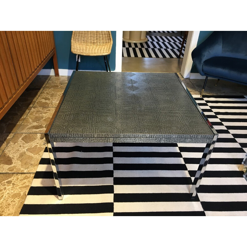 Mid-century steel and aluminium coffee table made in Germany - 1970s