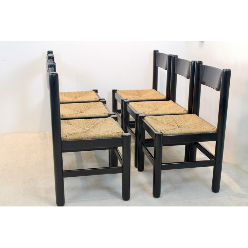 Vintage dining set in beech, Italy 1960s