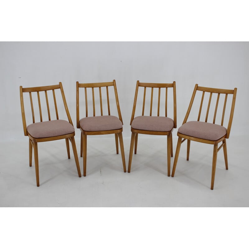 Set of 4 vintage beech chairs by Antonin Suman, 1970s