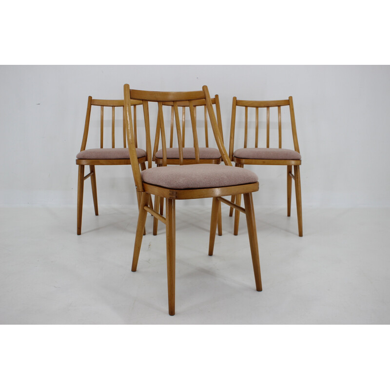 Set of 4 vintage beech chairs by Antonin Suman, 1970s