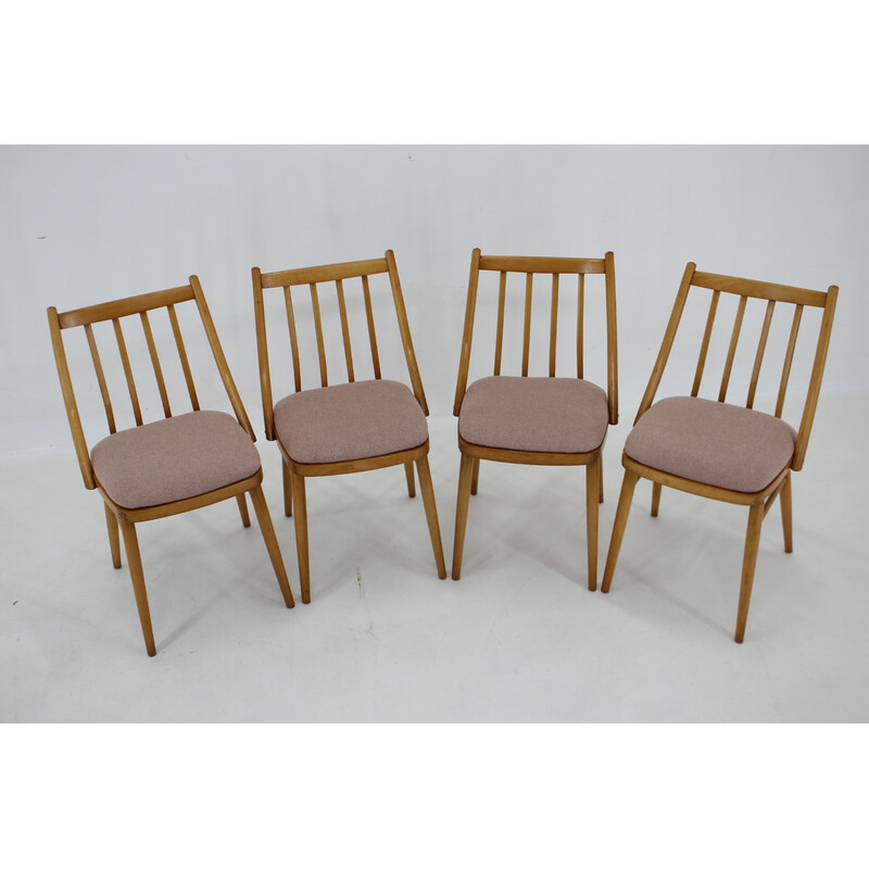 Set of 4 vintage beech chairs by Antonin Suman, 1970s