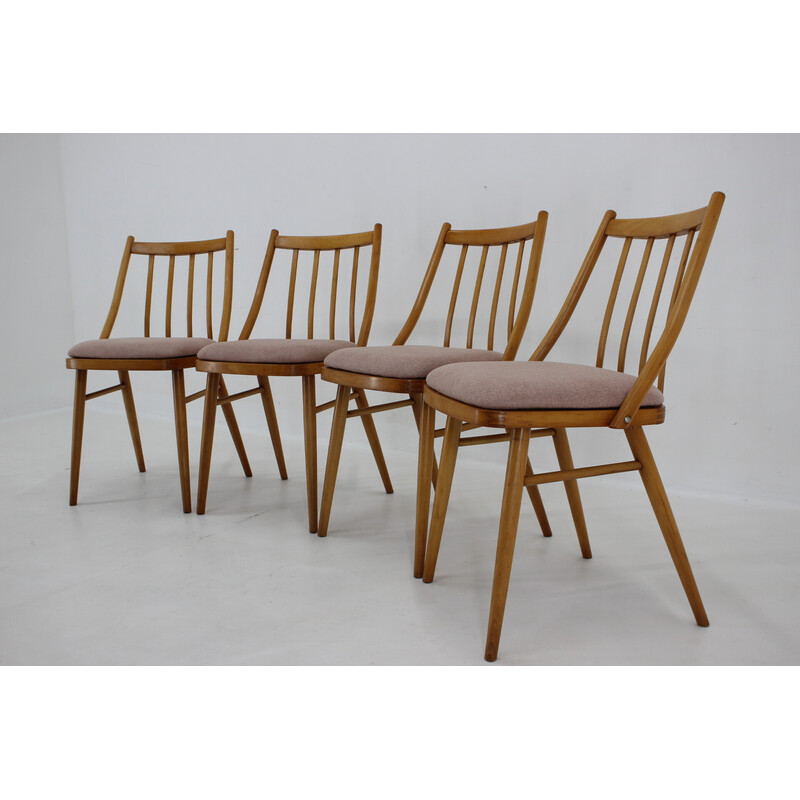 Set di 4 sedie vintage in faggio di Antonin Suman, anni '70