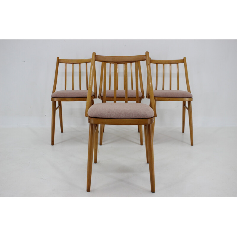 Set of 4 vintage beech chairs by Antonin Suman, 1970s