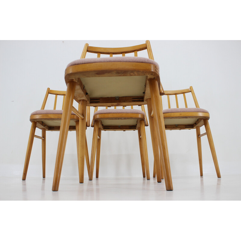 Set of 4 vintage beech chairs by Antonin Suman, 1970s