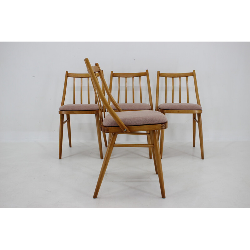 Ensemble de 4 chaises vintage en hêtre par Antonin Suman, 1970