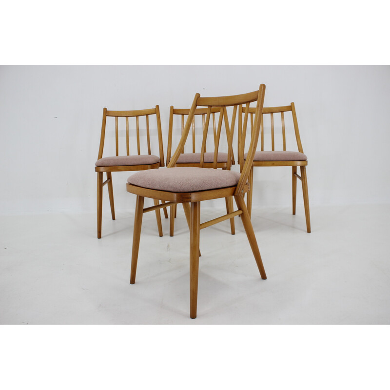 Set of 4 vintage beech chairs by Antonin Suman, 1970s