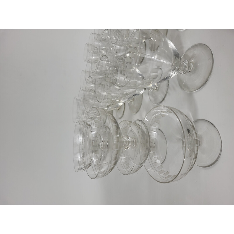 Service de verres vintage Art Déco en cristal