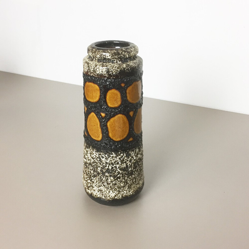Mid-century german grey ceramic vase Fat Lava Scheurich - 1970s