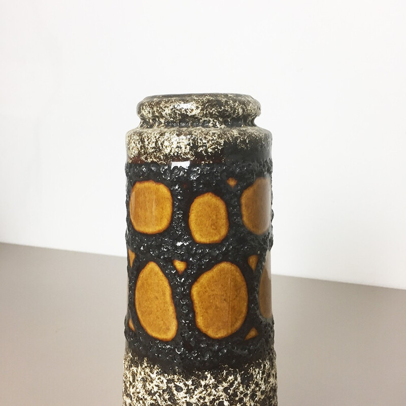 Mid-century german grey ceramic vase Fat Lava Scheurich - 1970s