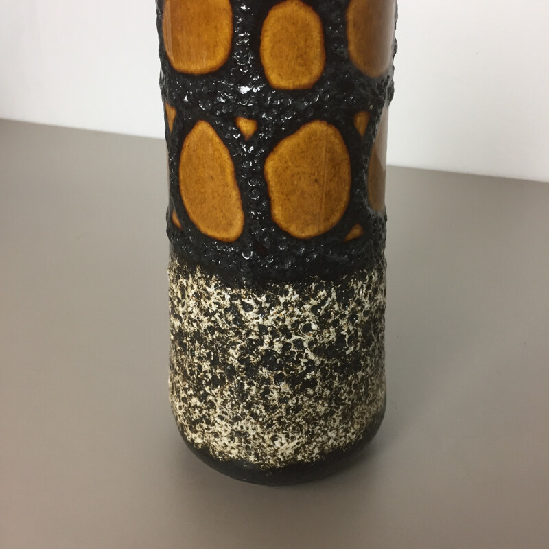 Vase allemand gris en céramique vintage Fat Lava Scheurich - 1970