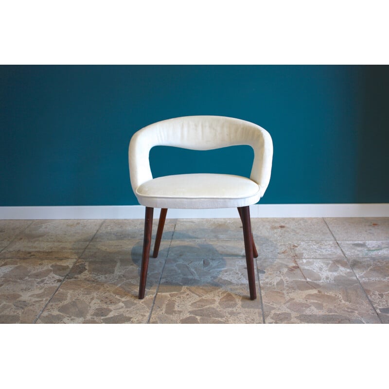 Danish chair by Frode Holm in white velvet - 1960s