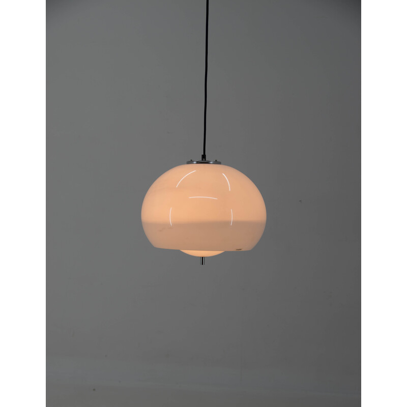 Vintage witte hanglamp van Harvey Guzzini voor Meblo, Italië 1970