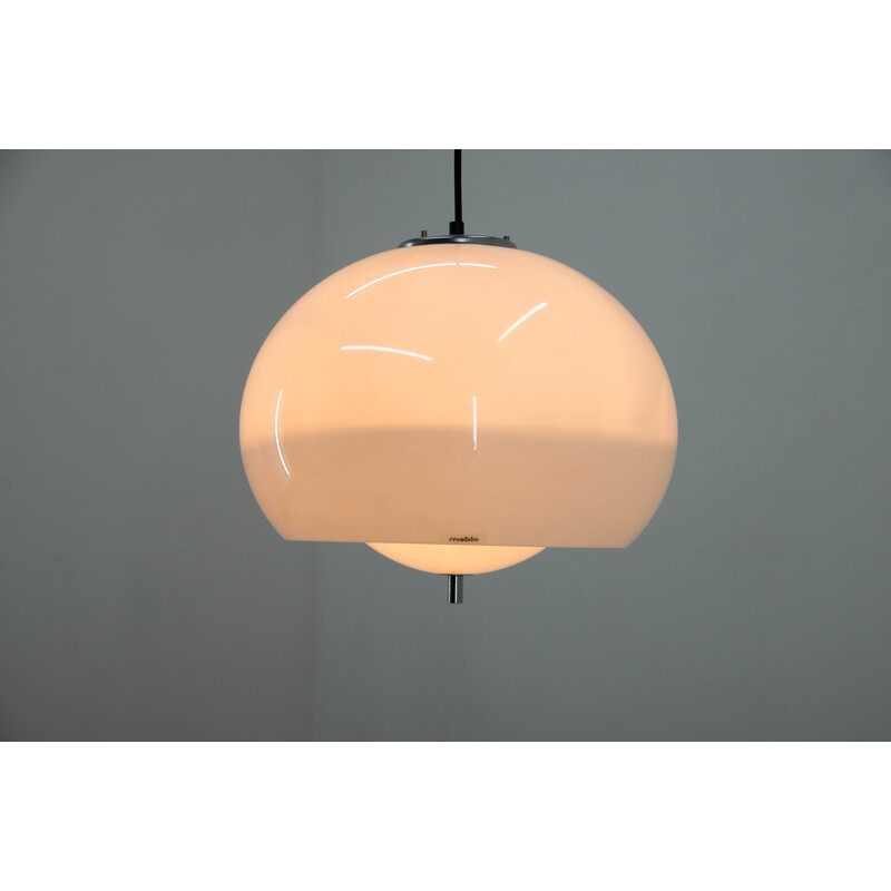 Vintage witte hanglamp van Harvey Guzzini voor Meblo, Italië 1970