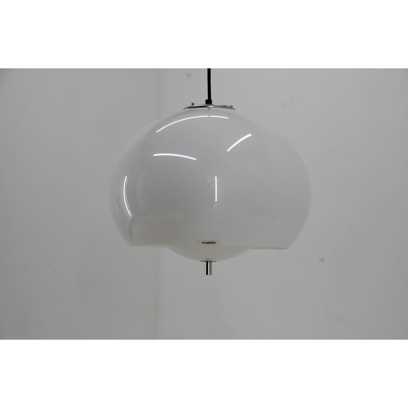 Vintage witte hanglamp van Harvey Guzzini voor Meblo, Italië 1970