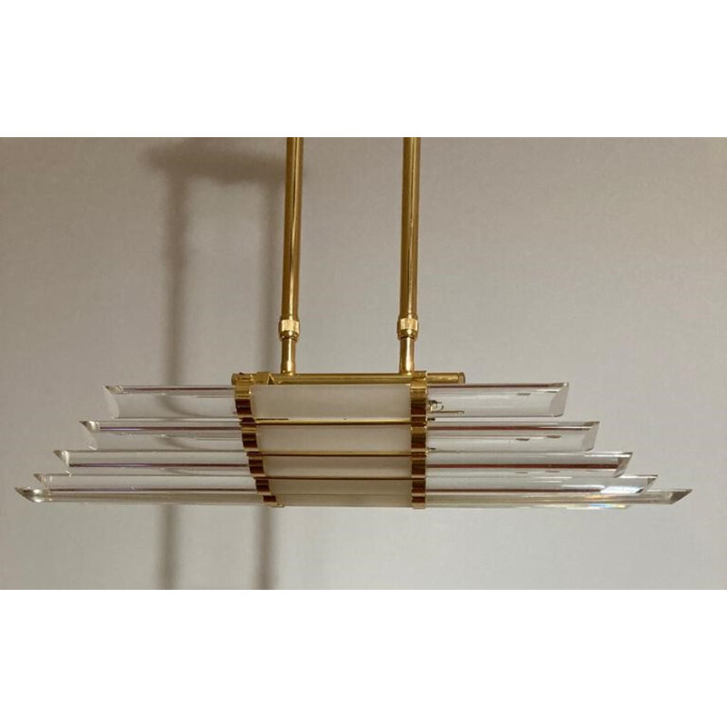 Vintage pendant lamp in Murano glass and gilded metal by Venini, 1980s