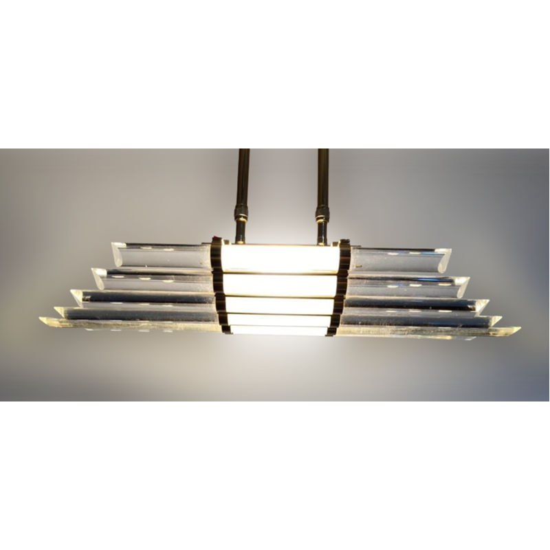 Vintage pendant lamp in Murano glass and gilded metal by Venini, 1980s