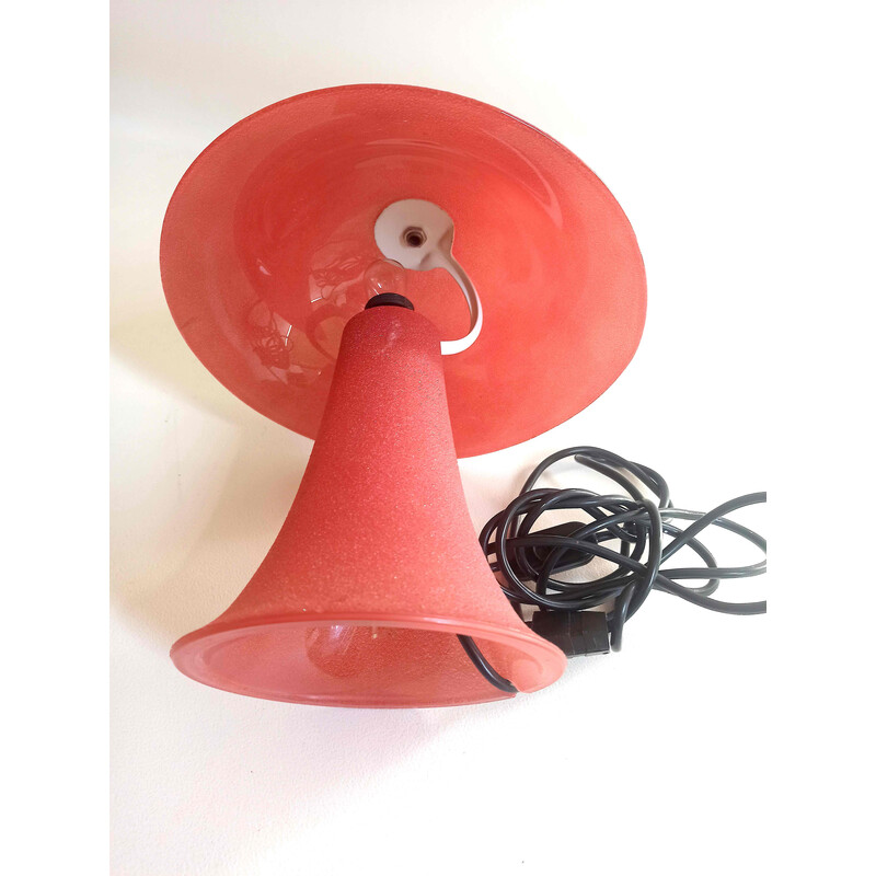 Vintage red glass mushroom lamp