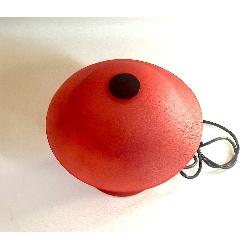 Vintage red glass mushroom lamp