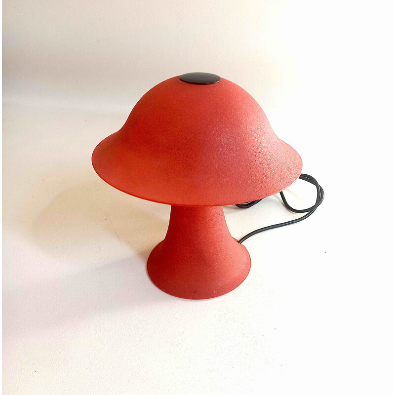 Vintage red glass mushroom lamp