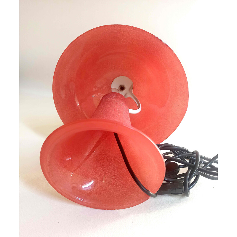 Vintage red glass mushroom lamp