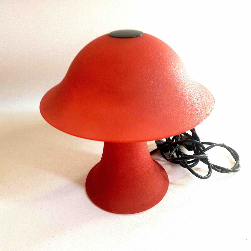 Lampe champignon vintage en verre rouge