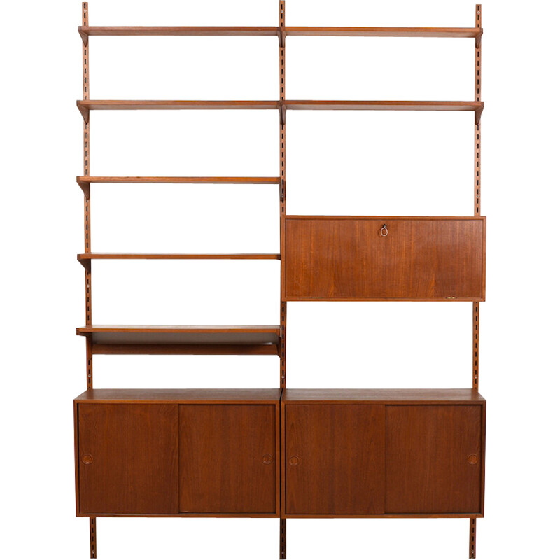 Vintage teak wall system by Kai Kristiansen for Feldballes Møbelfabrik, Denmark 1960s