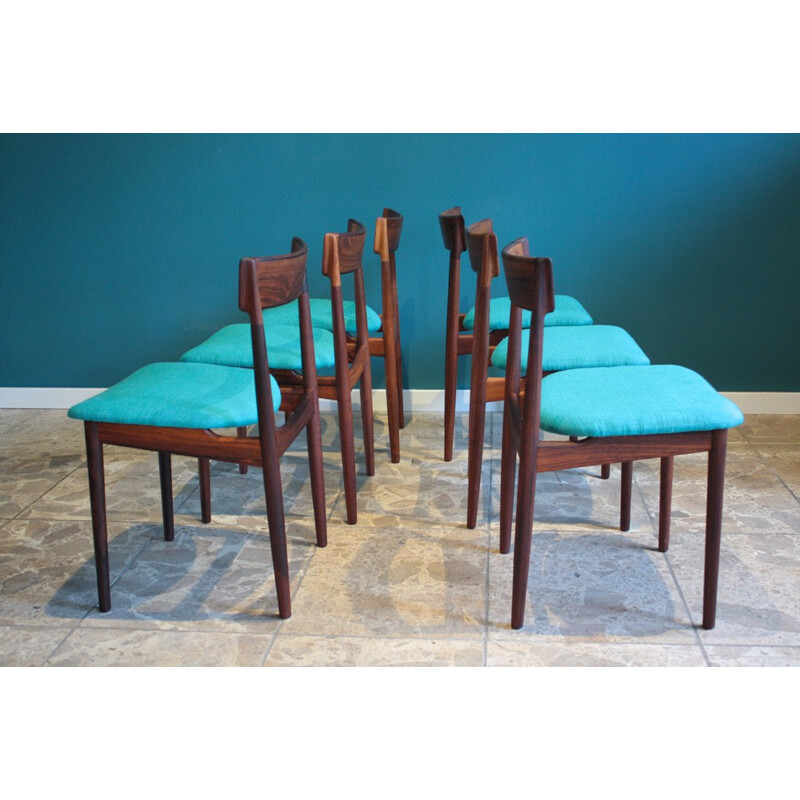 Set of 6 dining chair, model 39 in rosewood, Henry Rosengren Hansen - 1960s