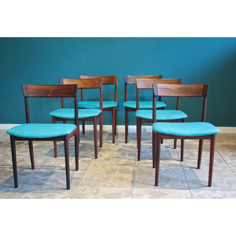 Set of 6 dining chair, model 39 in rosewood, Henry Rosengren Hansen - 1960s