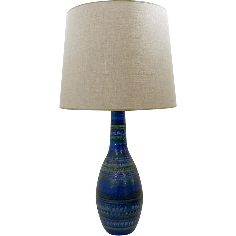 Vintage "Rimini blauw" keramische tafellamp van Aldo Londi voor Bitossi, 1960