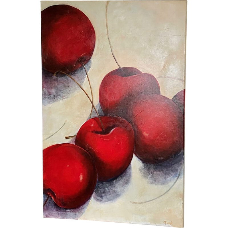 Vintage painting "Still life with cherries" by Fiona O'Farrell
