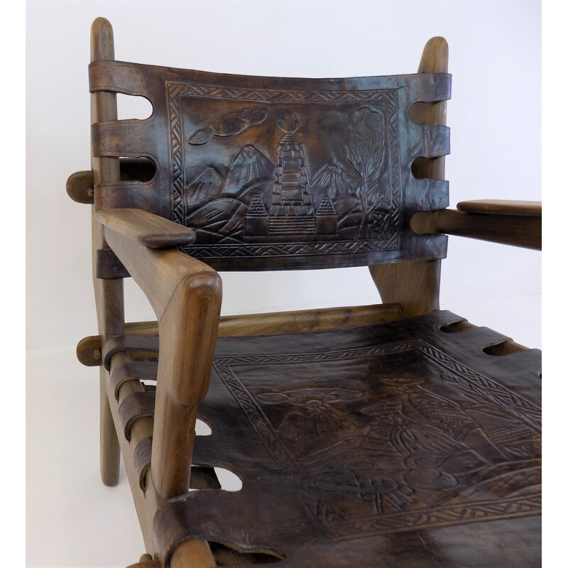 Vintage Cotacachi leather lounge chair by Angel Pazmino for Muebles de Estilo, 1960s