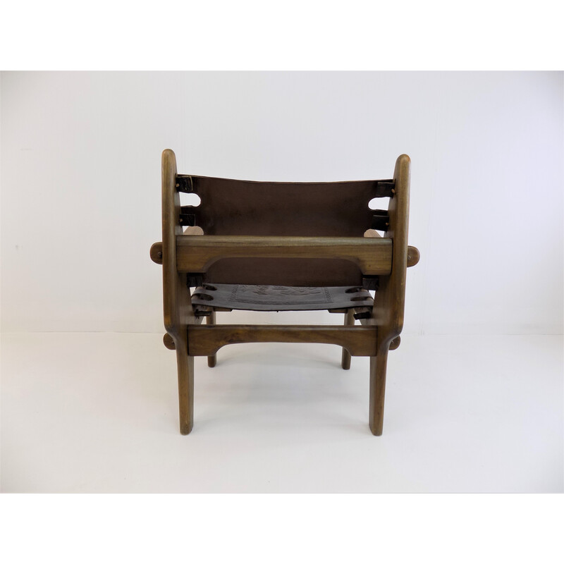 Vintage Cotacachi lederen lounge stoel van Angel Pazmino voor Muebles de Estilo, 1960