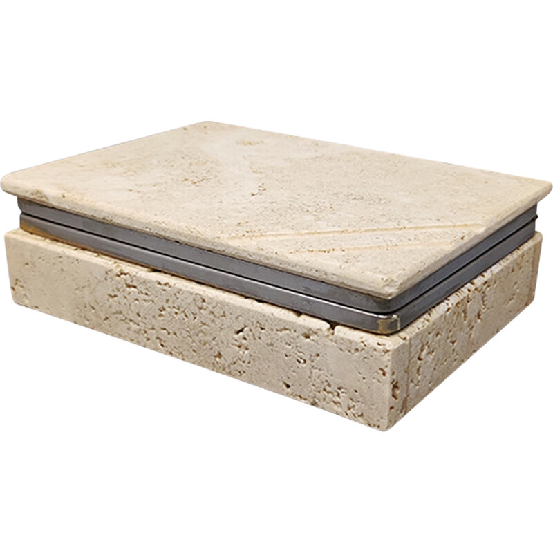 Vintage travertine box de Enzo Mari para F.lli Mannelli, Itália 1970s