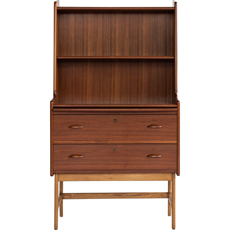 Vintage teak en eiken secretaire, Denemarken 1960