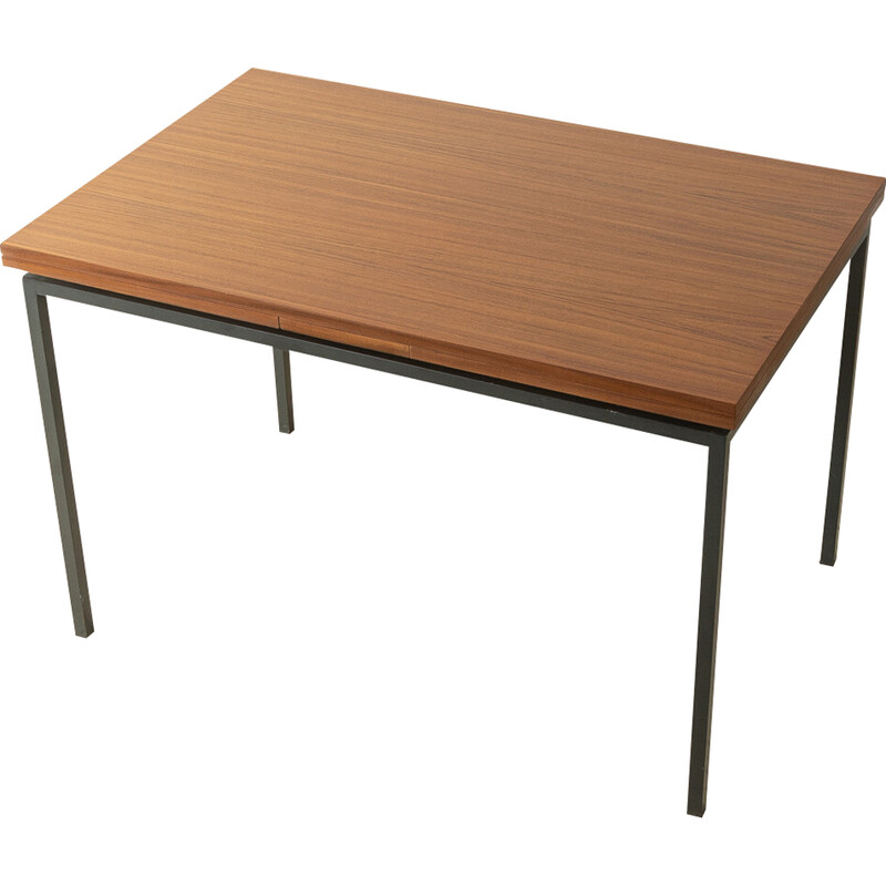 Vintage teak and steel extendable table for Lübke, Germany 1960s