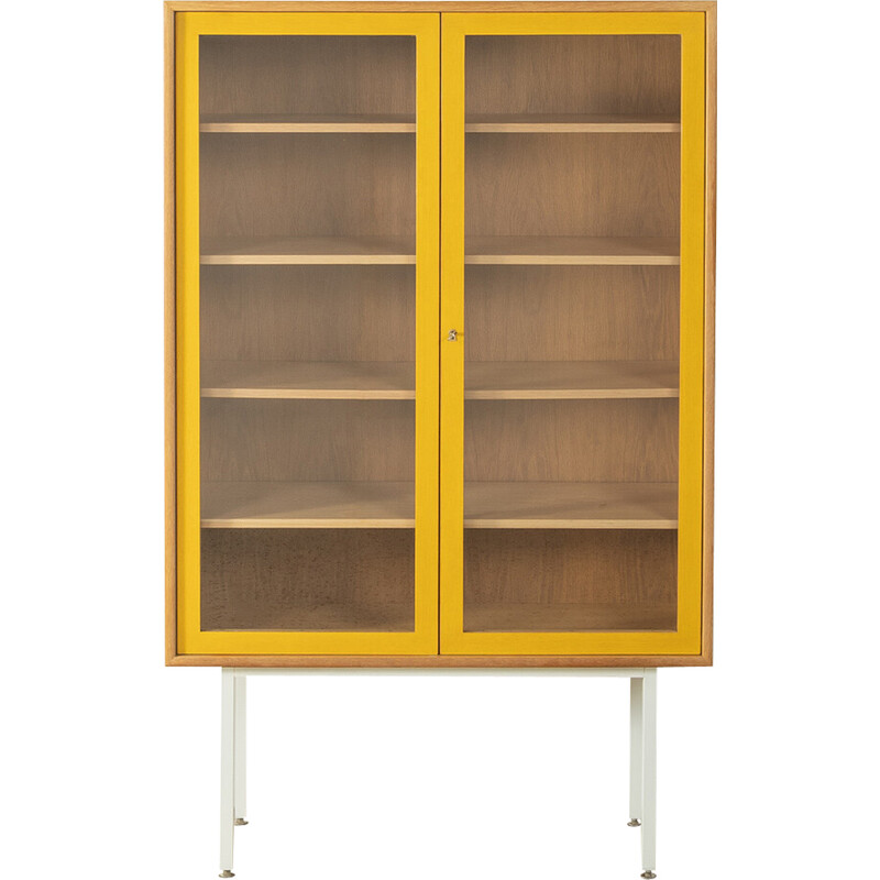 Vintage display cabinet in oak, glass and steel for Wk Möbel, Germany 1960s