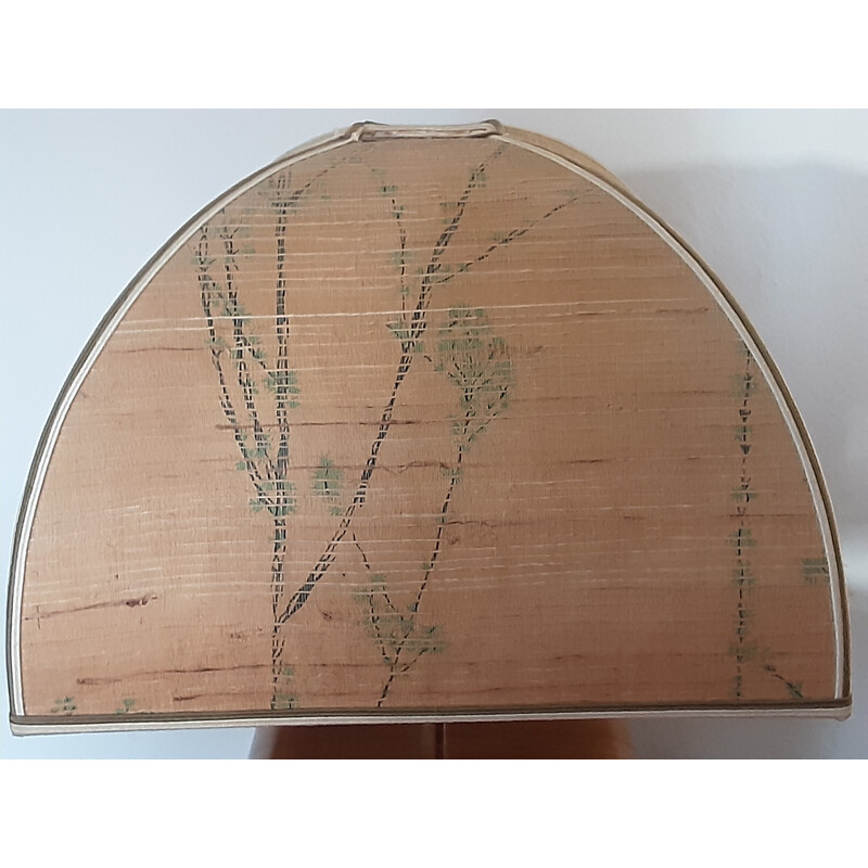 Candeeiro de mesa Vintage em madeira, pergaminho e bambu, 1970