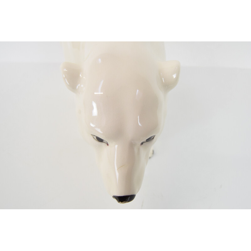 Escultura de urso polar de porcelana Vintage para Royal Dux, Checoslováquia 1925s