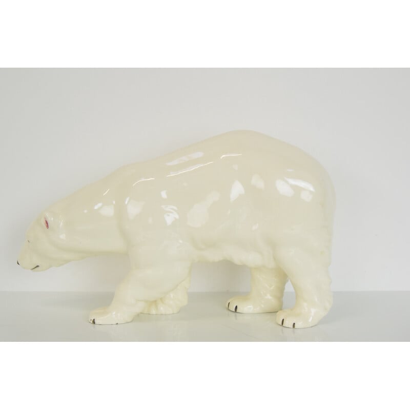 Escultura vintage de porcelana de oso polar para Royal Dux, Checoslovaquia 1925s