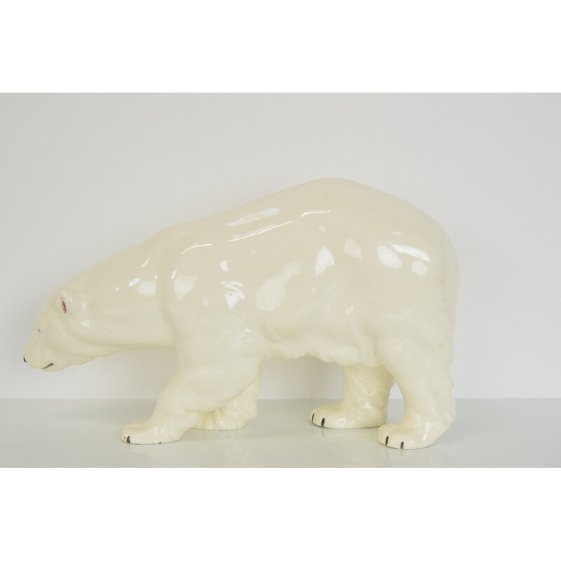 Vintage porseleinen ijsbeer sculptuur voor Royal Dux, Tsjechoslowakije 1925