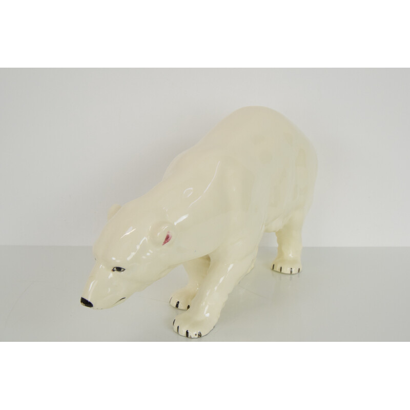 Vintage porseleinen ijsbeer sculptuur voor Royal Dux, Tsjechoslowakije 1925