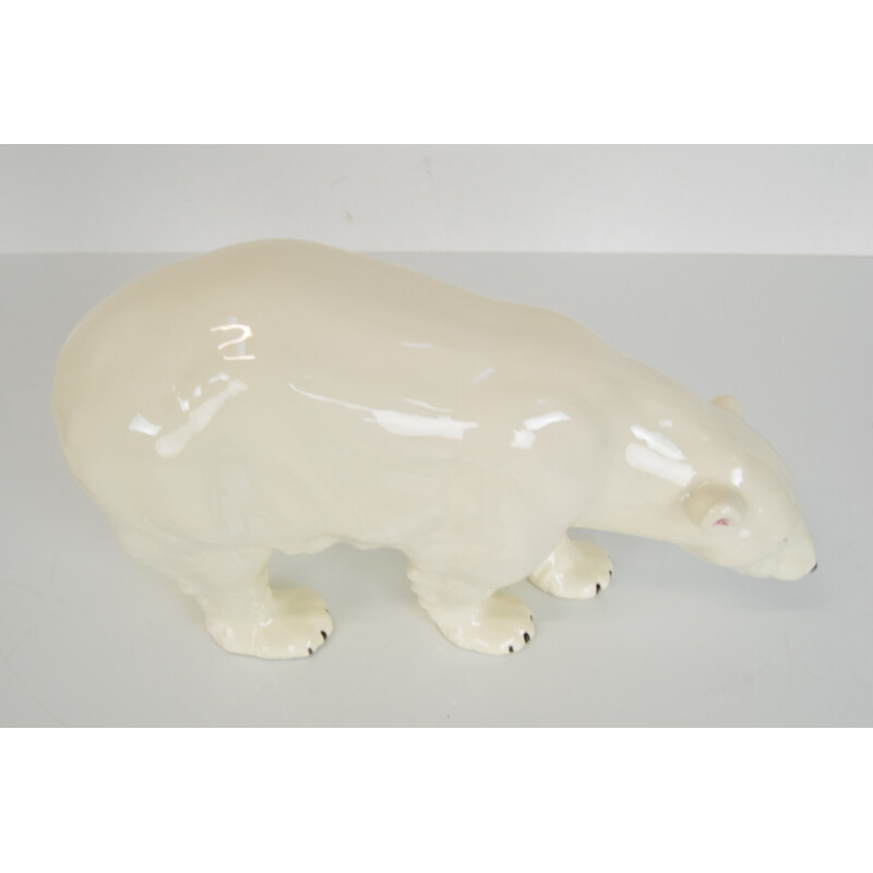 Escultura de urso polar de porcelana Vintage para Royal Dux, Checoslováquia 1925s