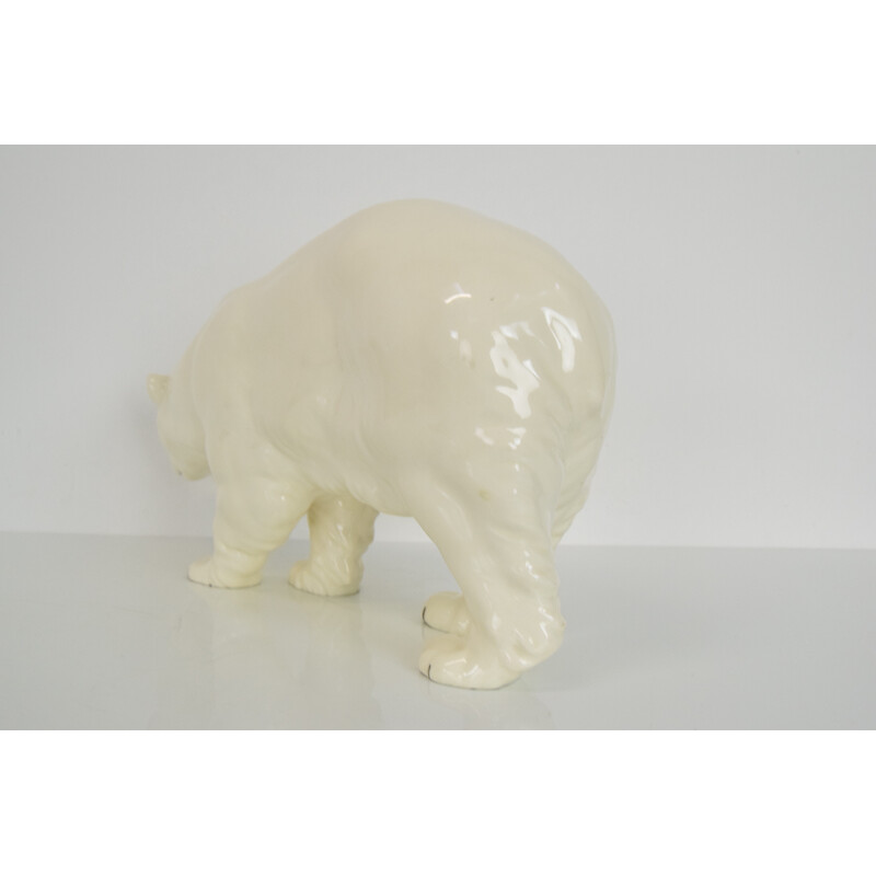 Escultura de urso polar de porcelana Vintage para Royal Dux, Checoslováquia 1925s