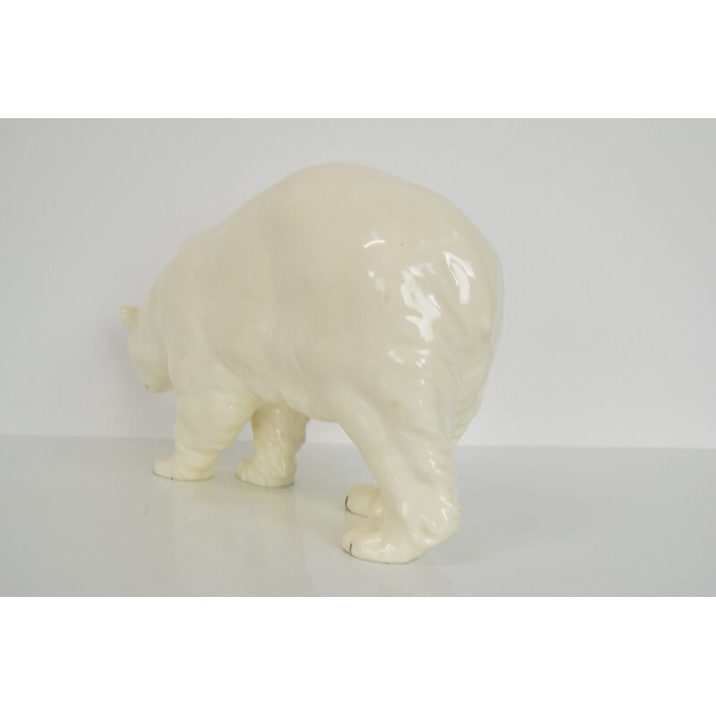 Porzellan-Eisbärenskulptur für Royal Dux, Tschechoslowakei 1925er Jahre