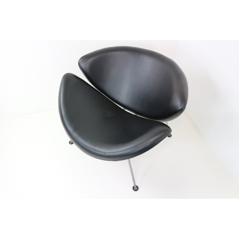 Paire de fauteuils "Orange Slice" en skai noir de Pierre Paulin,  Artifort - 1960