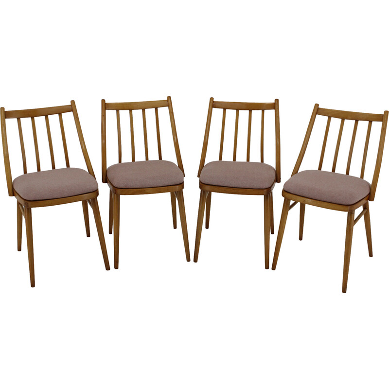 Conjunto de 4 cadeiras de faia vintage por Antonin Suman, década de 1970